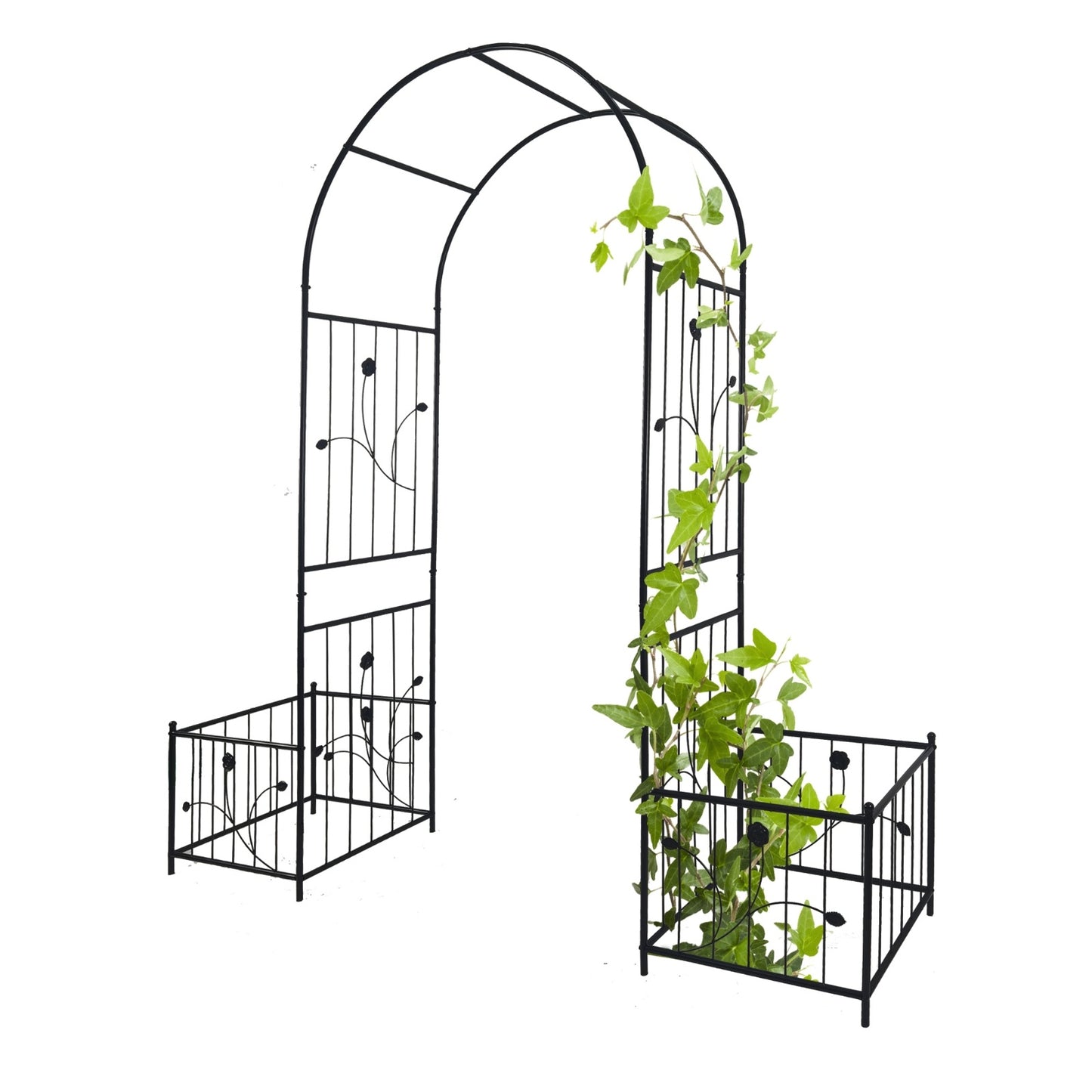 Metal Garden Arch With Plant Stands 79.5W X 86.6H Climbing Plants Rose Support - LaTezza Online Shop
