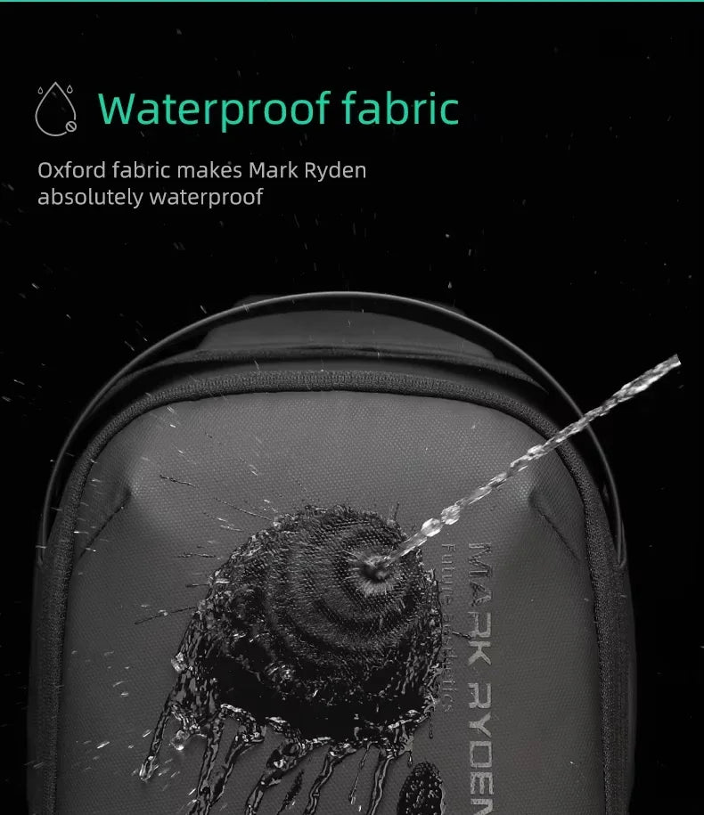 Mark Ryden Shoulder Bag For Men Water-repellent Sports Chest Bag Anti-theft Crossbody Bags USB Charging Messenger Bag
