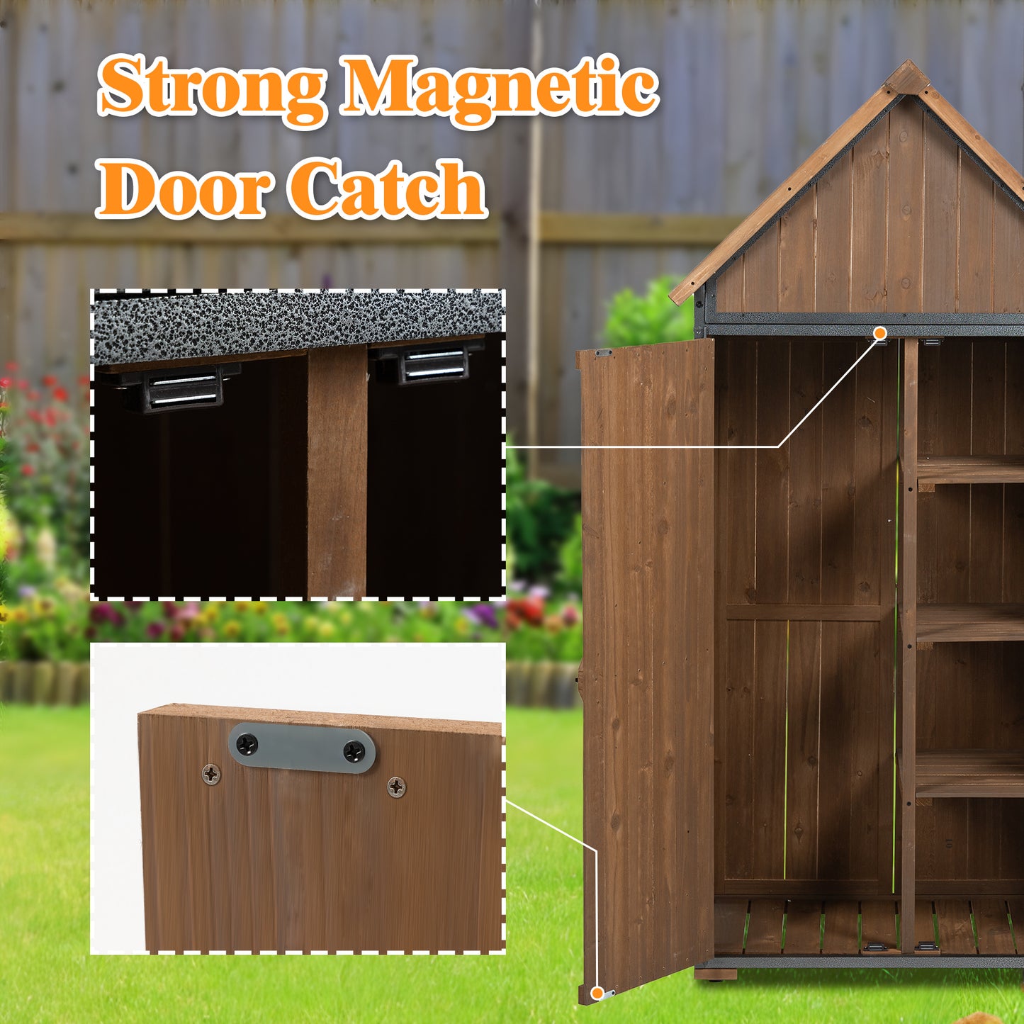 Outdoor Storage Cabinet Garden Shed Tool Shed With Metal Frame
