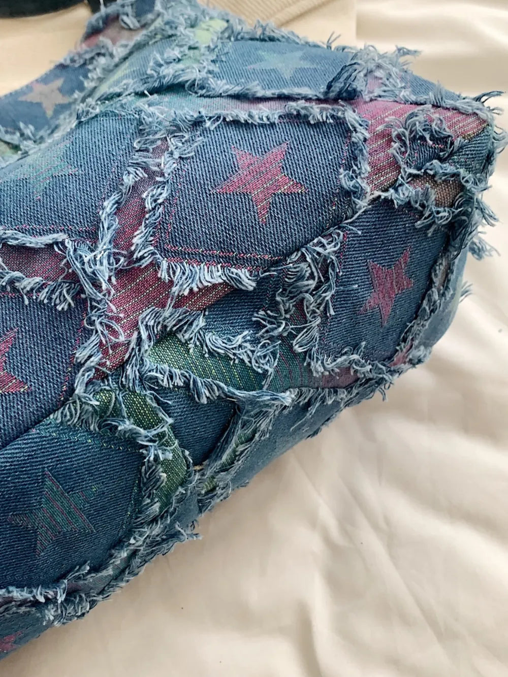 Raw Hem Denim Shoulder Bag - LaTezza Online Shop