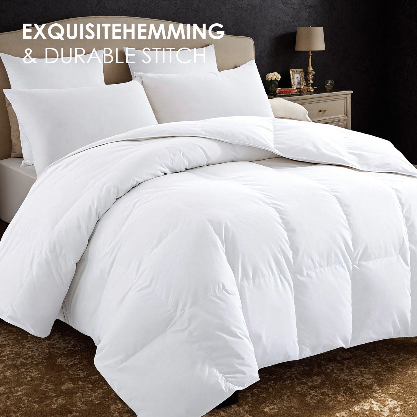 All-polyester Brushed Single Quilt Core Lattice Quilting With Microfiber Filling, Suitable For All Seasons, Down Quilt Alternative, Breathable And Warm, White Plaid, OKO-100 Certified, CPC - LaTezza Online Shop
