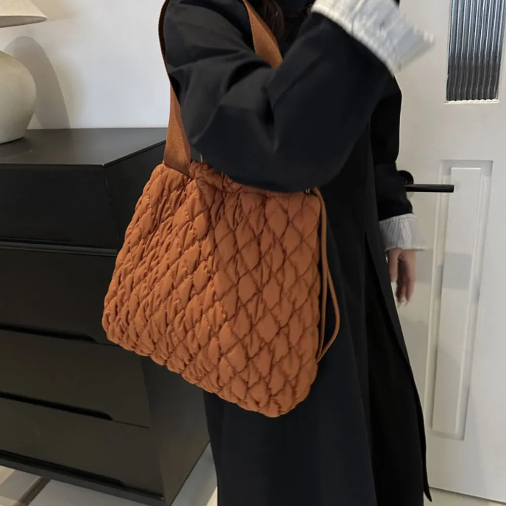 Drawstring Bubble Texture Tote Bag - LaTezza Online Shop