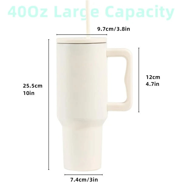 40 Oz Tumbler With Handle, Reusable Insulated Cup With Lid And Straw, Stainless Steel Water Bottle, Travel Mug For Cold And Hot - LaTezza Online Shop