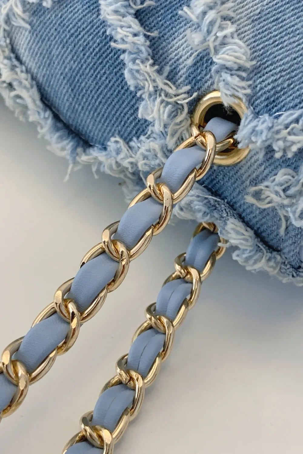 Raw Hem Denim Crossbody Bag - LaTezza Online Shop