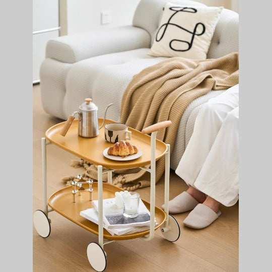 Movable Small Pushcart Coffee Table Storage Double-layer Modern - LaTezza Online Shop