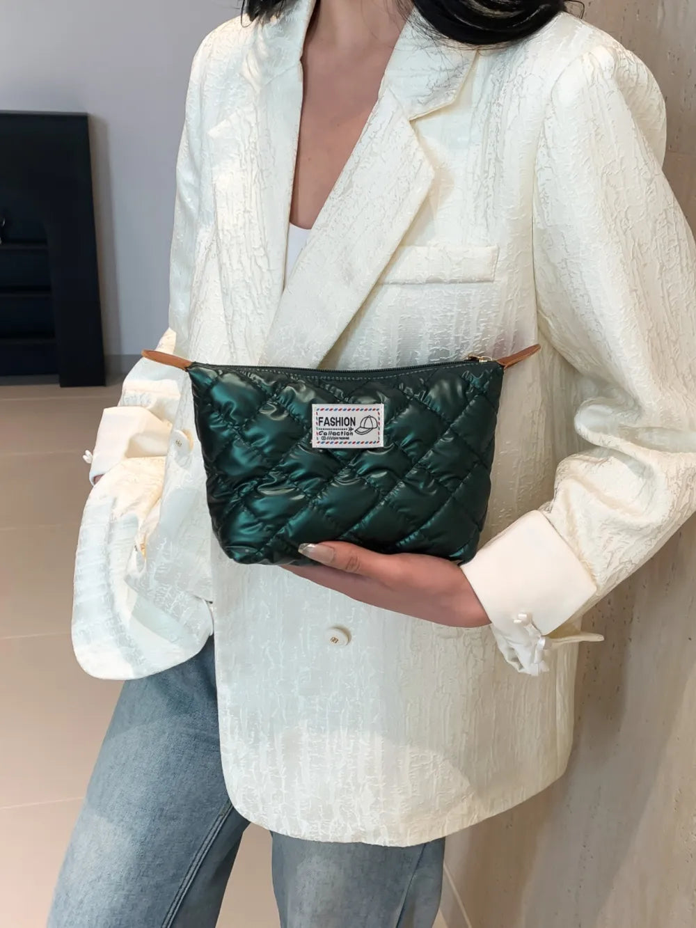 Solid Quilted Clutch with Zipper - LaTezza Online Shop