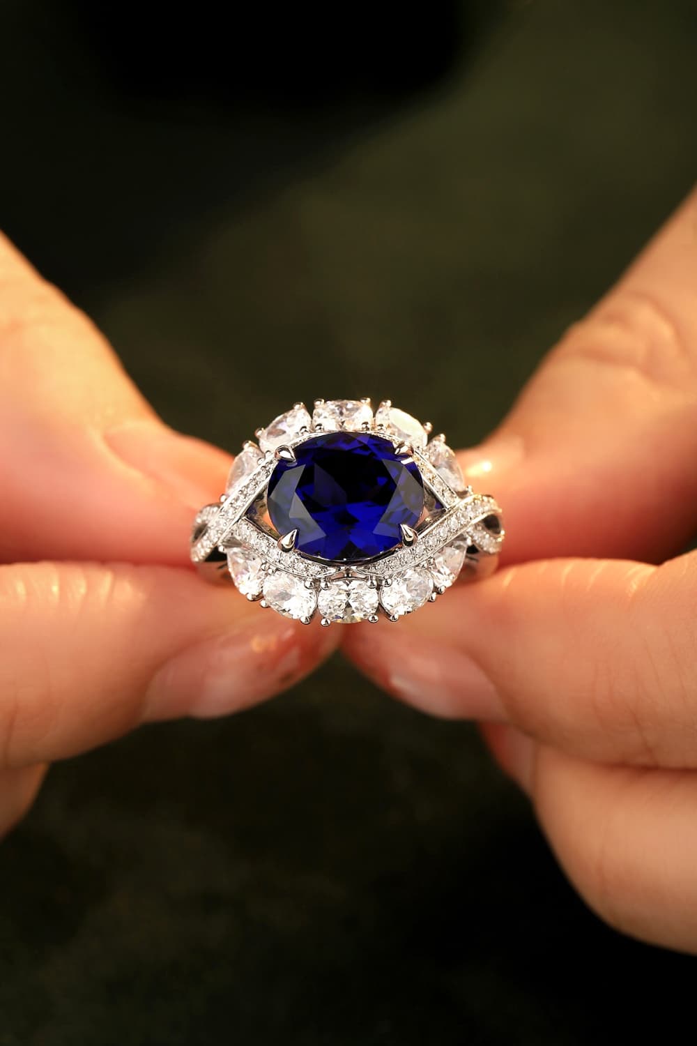 5 Carat Lab-Grown Sapphire Platinum-Plated Ring - LaTezza Online Shop