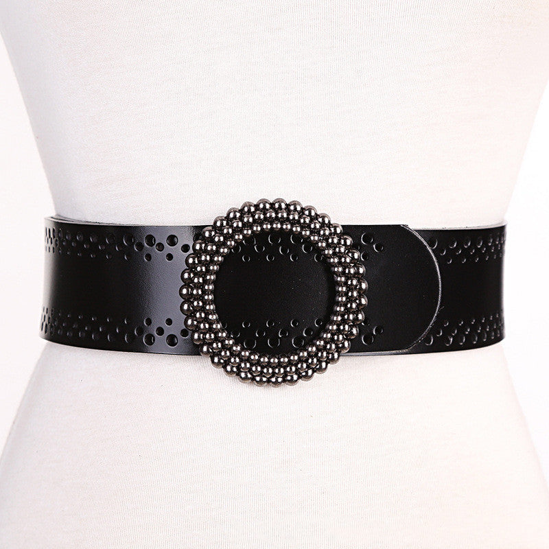 Green Women Belt No Hole Ladies Belts For Dresses Real Leather - LaTezza Online Shop