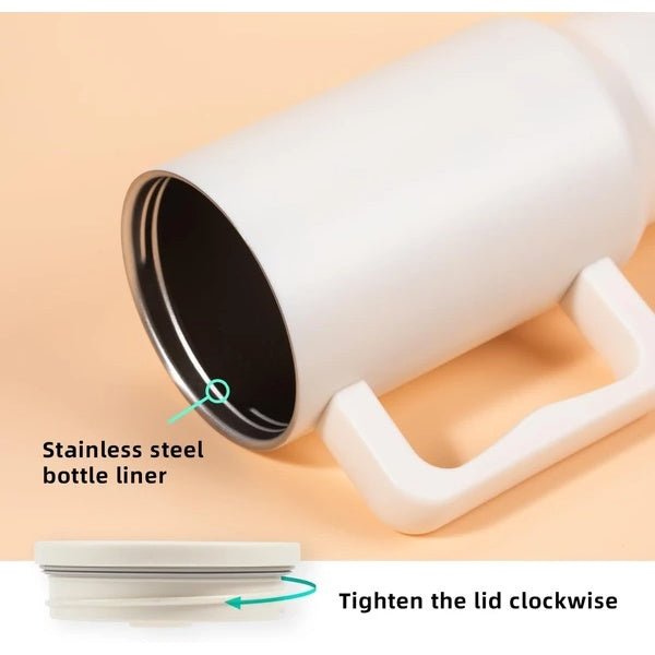 40 Oz Tumbler With Handle, Reusable Insulated Cup With Lid And Straw, Stainless Steel Water Bottle, Travel Mug For Cold And Hot - LaTezza Online Shop