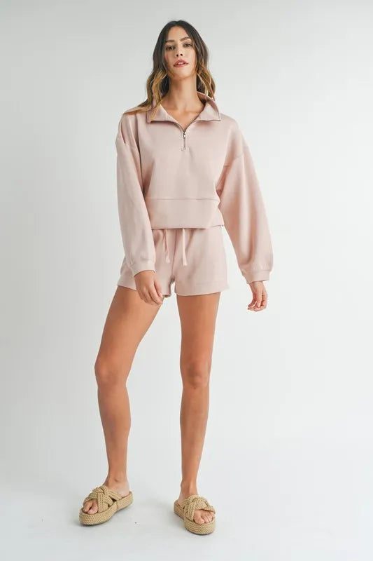 MABLE Half Zip Sweatshirt and Shorts Set - LaTezza Online Shop