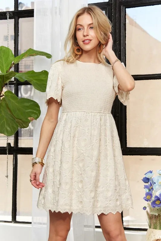 Dress ADORA Rround Neck Crinkle Babydoll Dress - LaTezza Online Shop
