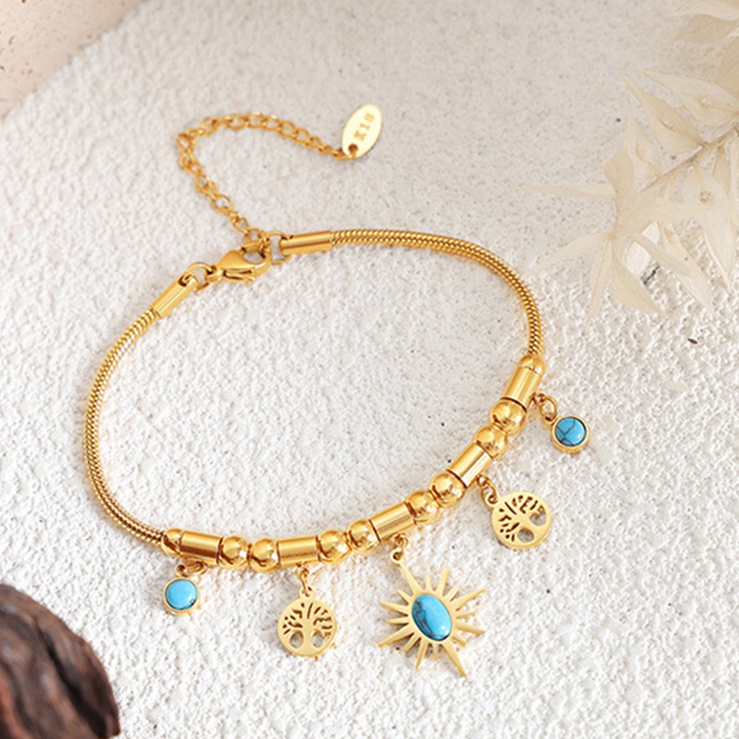 Gold-Plated Titanium Steel Charm Bracelet - LaTezza Online Shop