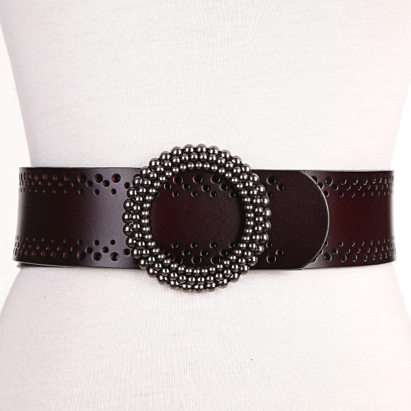 Green Women Belt No Hole Ladies Belts For Dresses Real Leather - LaTezza Online Shop