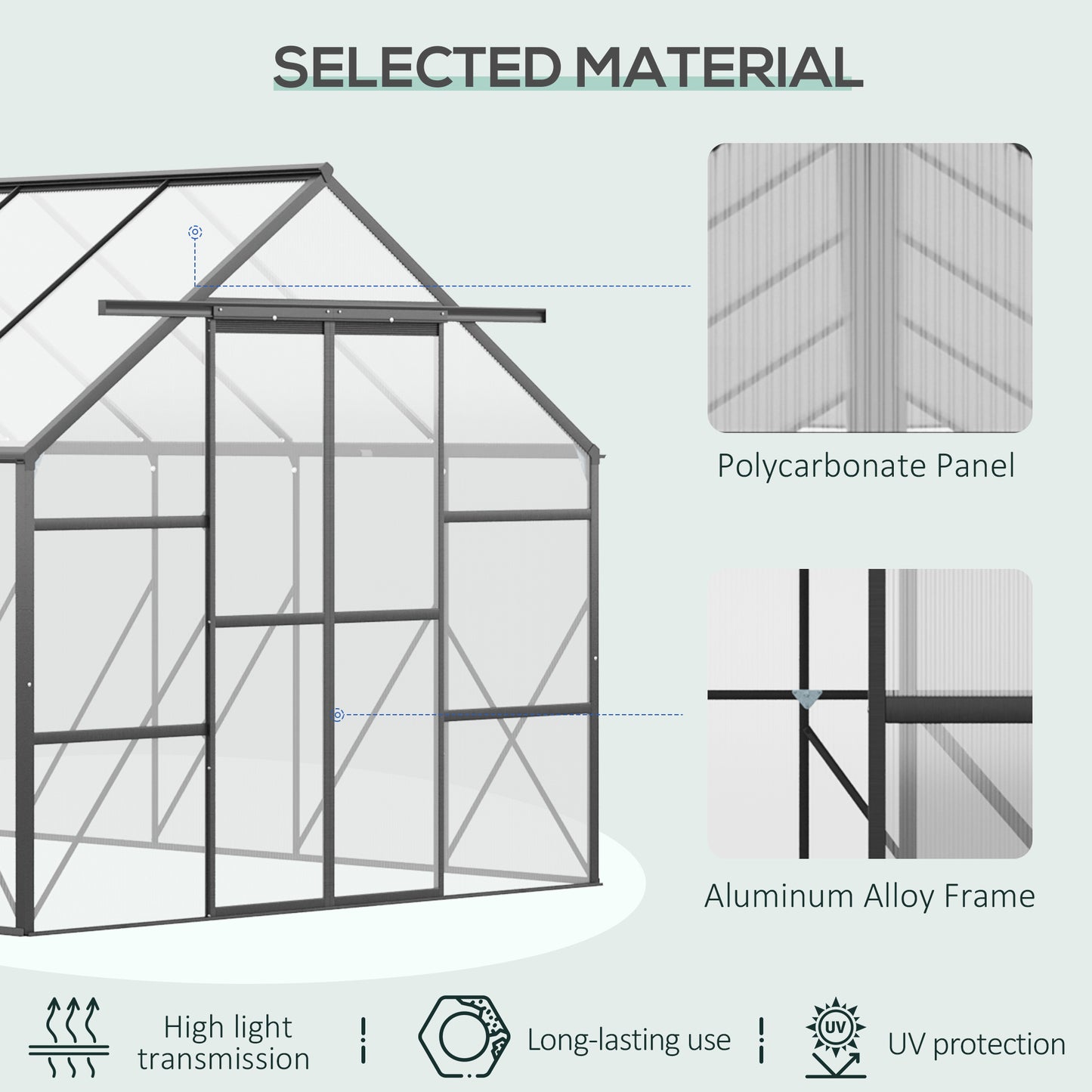 Large Greenhouse With Adjustable Roof Vent And Sliding Door Aluminum Greenhouse For Winter Clear - LaTezza Online Shop
