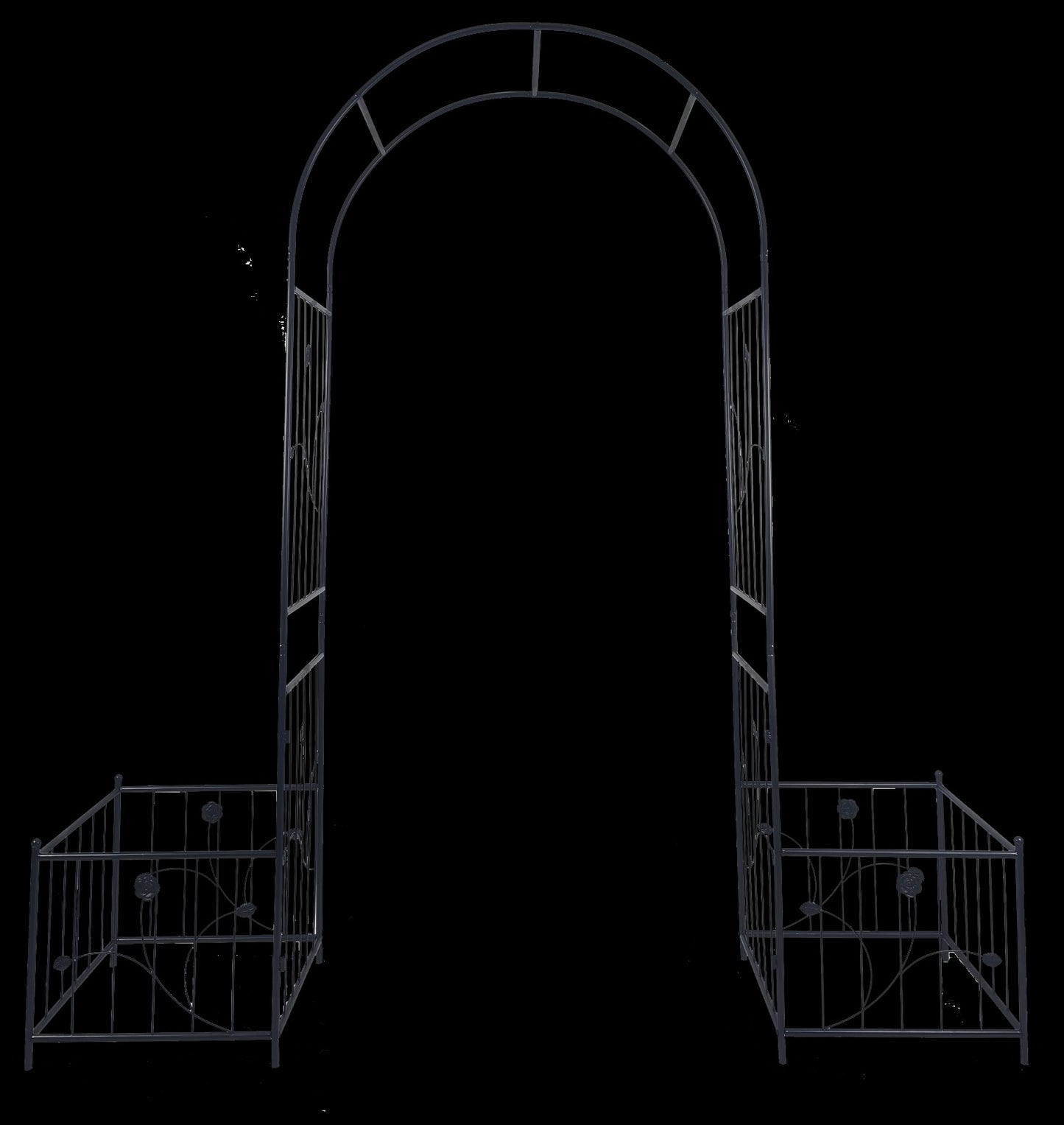 Metal Garden Arch With Plant Stands 79.5W X 86.6H Climbing Plants Rose Support - LaTezza Online Shop