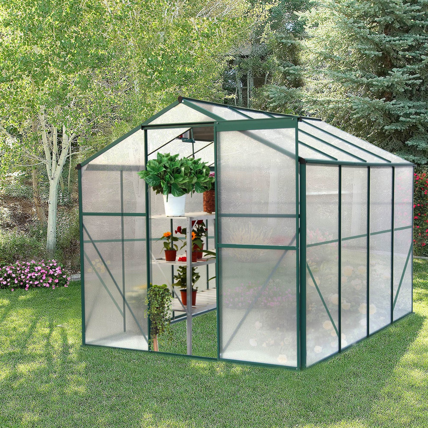 Polycarbonate Greenhouse,6X8 Ft Heavy Duty Walk-in Plant Garden Greenhouse - LaTezza Online Shop