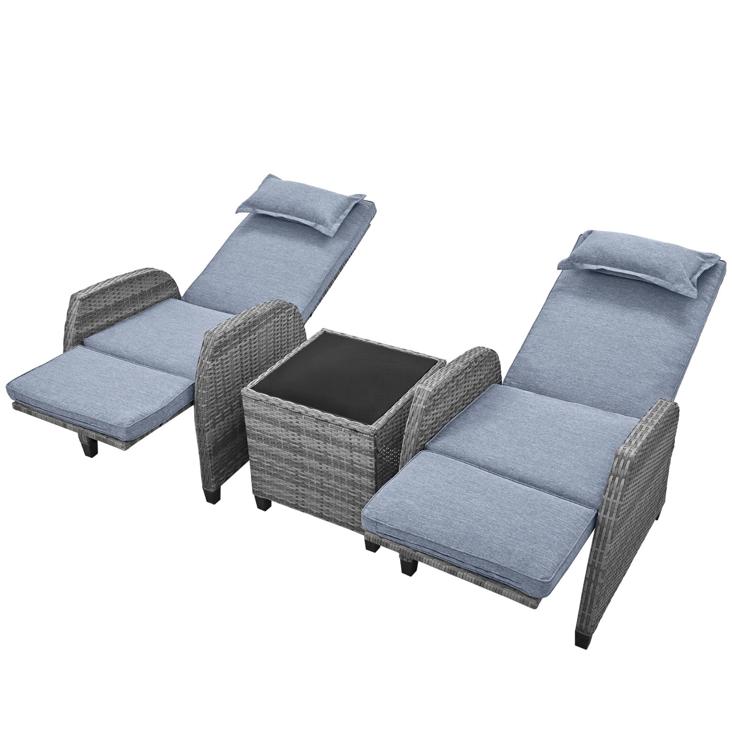 U Style Outdoor Rattan 2-Person Set With Coffee Table for Courtyard - LaTezza Online Shop