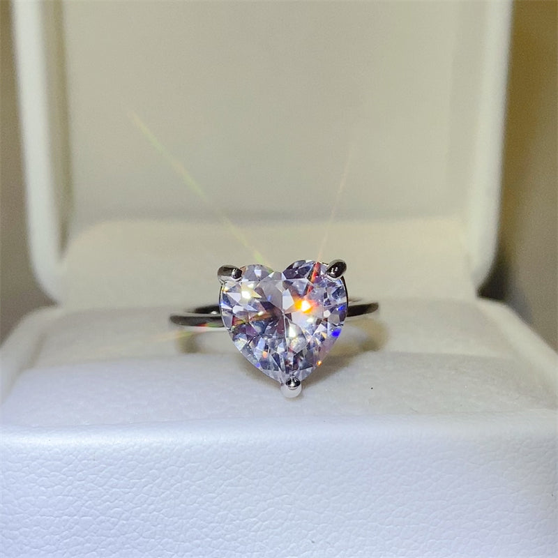 5 Carat 925 S.S. Moissanite Heart Shape Ring - LaTezza Online Shop