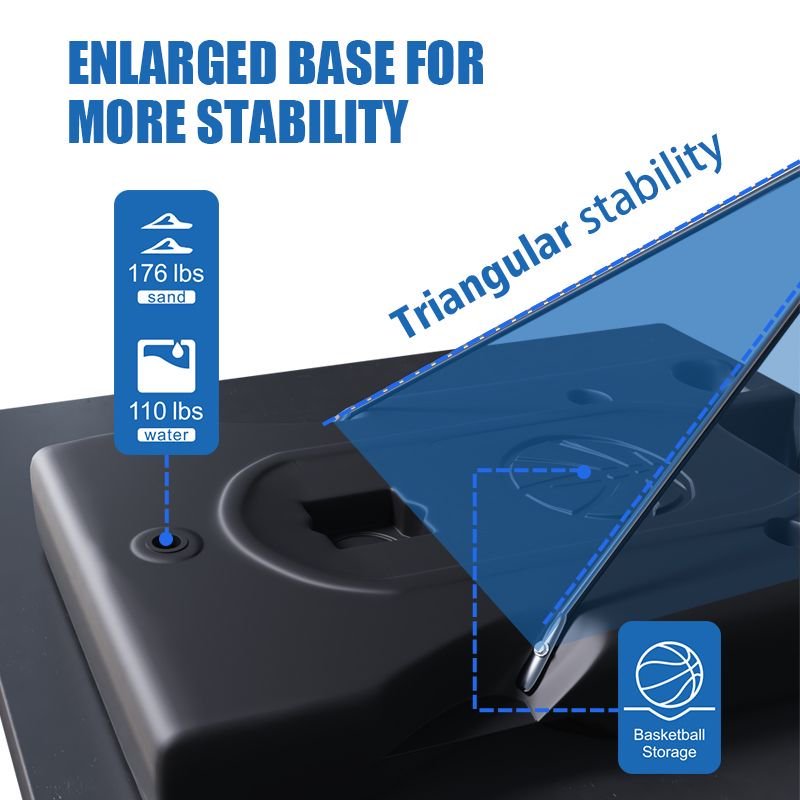 TotheCORE Basketball Stand 7.55-10.00 Ft Adjustable Portable Basketball Hoop & Goal PC Backplate, Large Base & Wheels - LaTezza Online Shop