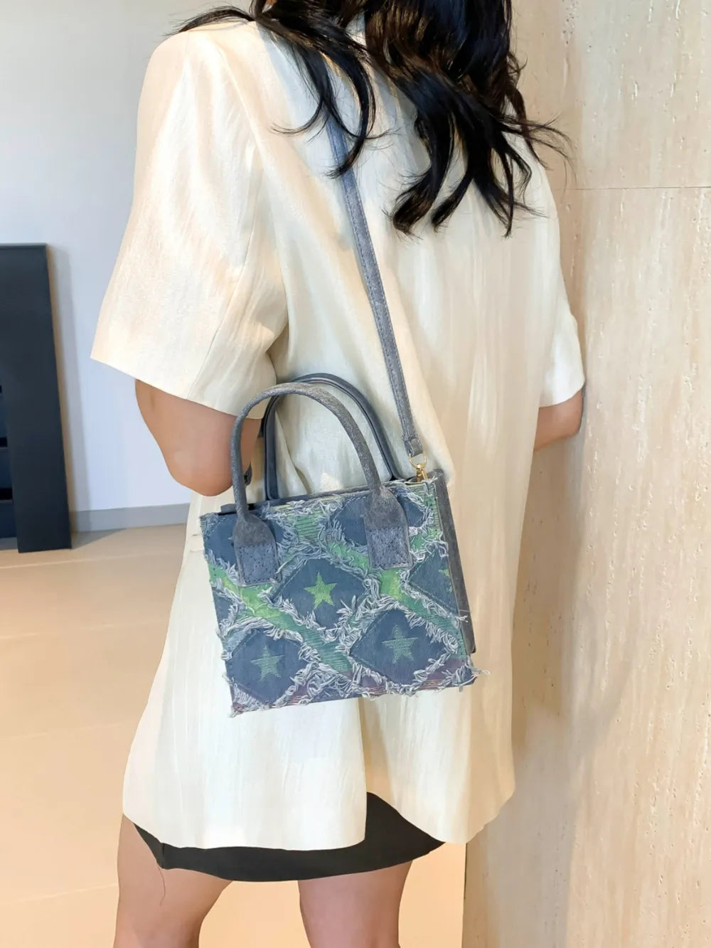 Raw Edge Plaid Shoulder Bag - LaTezza Online Shop