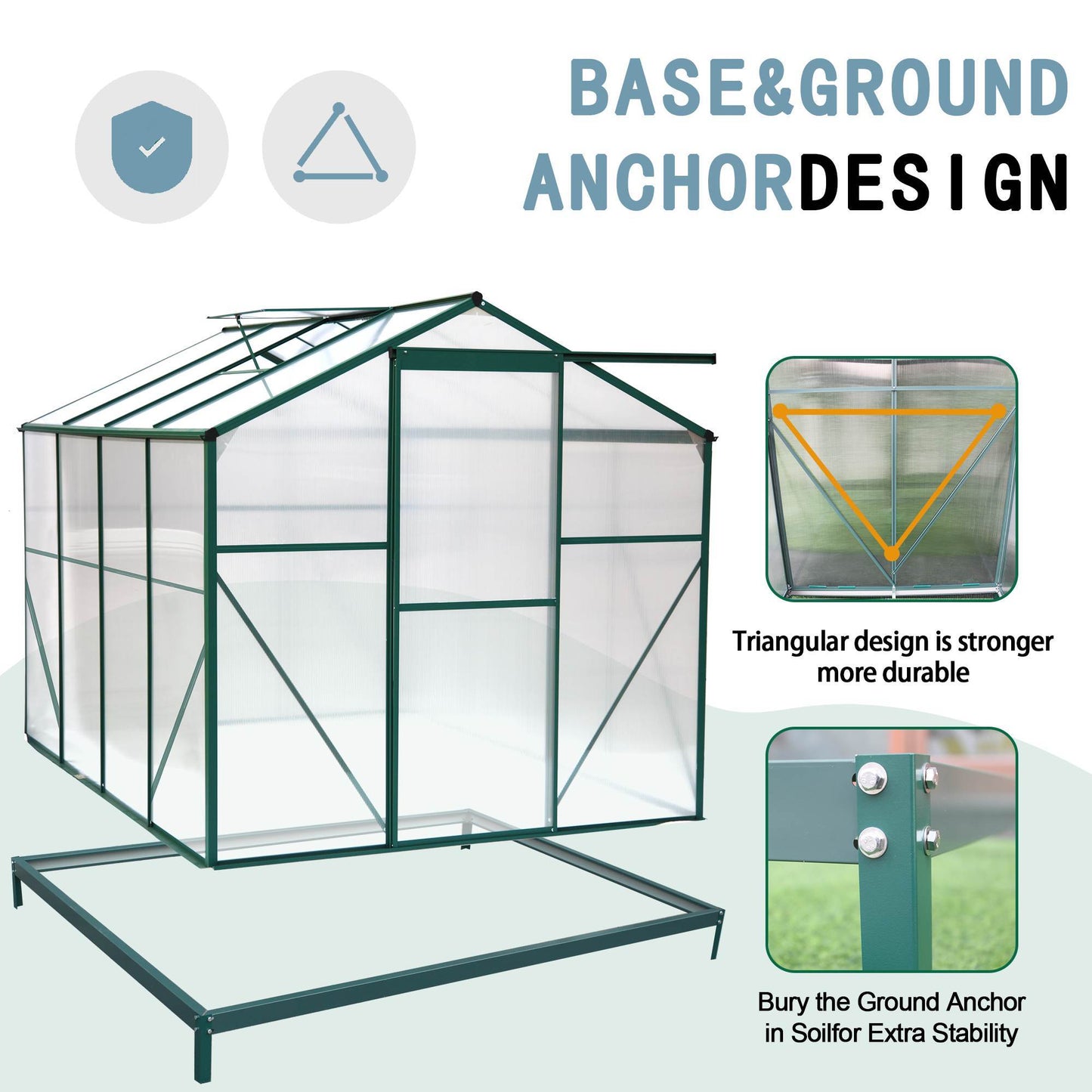 Polycarbonate Greenhouse,6X8 Ft Heavy Duty Walk-in Plant Garden Greenhouse - LaTezza Online Shop
