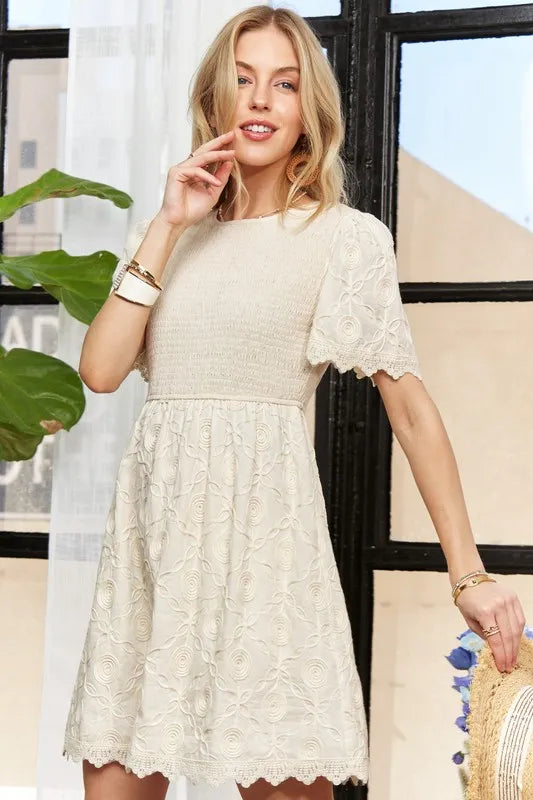 Dress ADORA Rround Neck Crinkle Babydoll Dress - LaTezza Online Shop