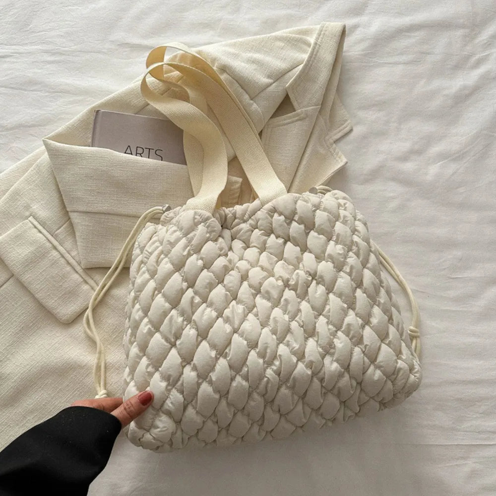 Drawstring Bubble Texture Tote Bag - LaTezza Online Shop