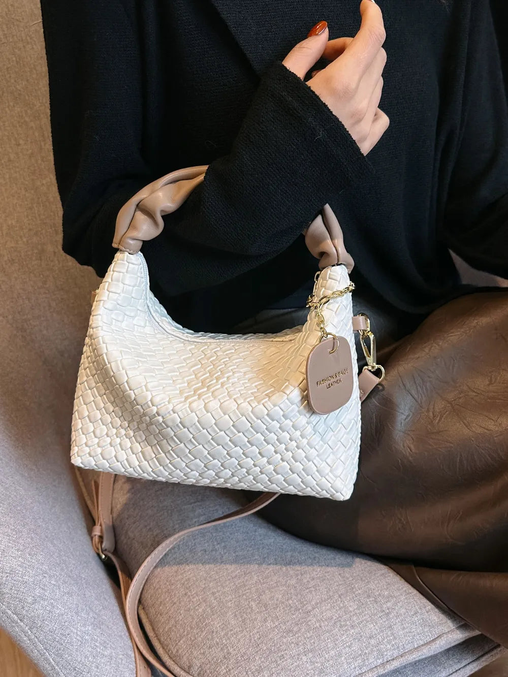 PU Leather Woven Crossbody Bag - LaTezza Online Shop