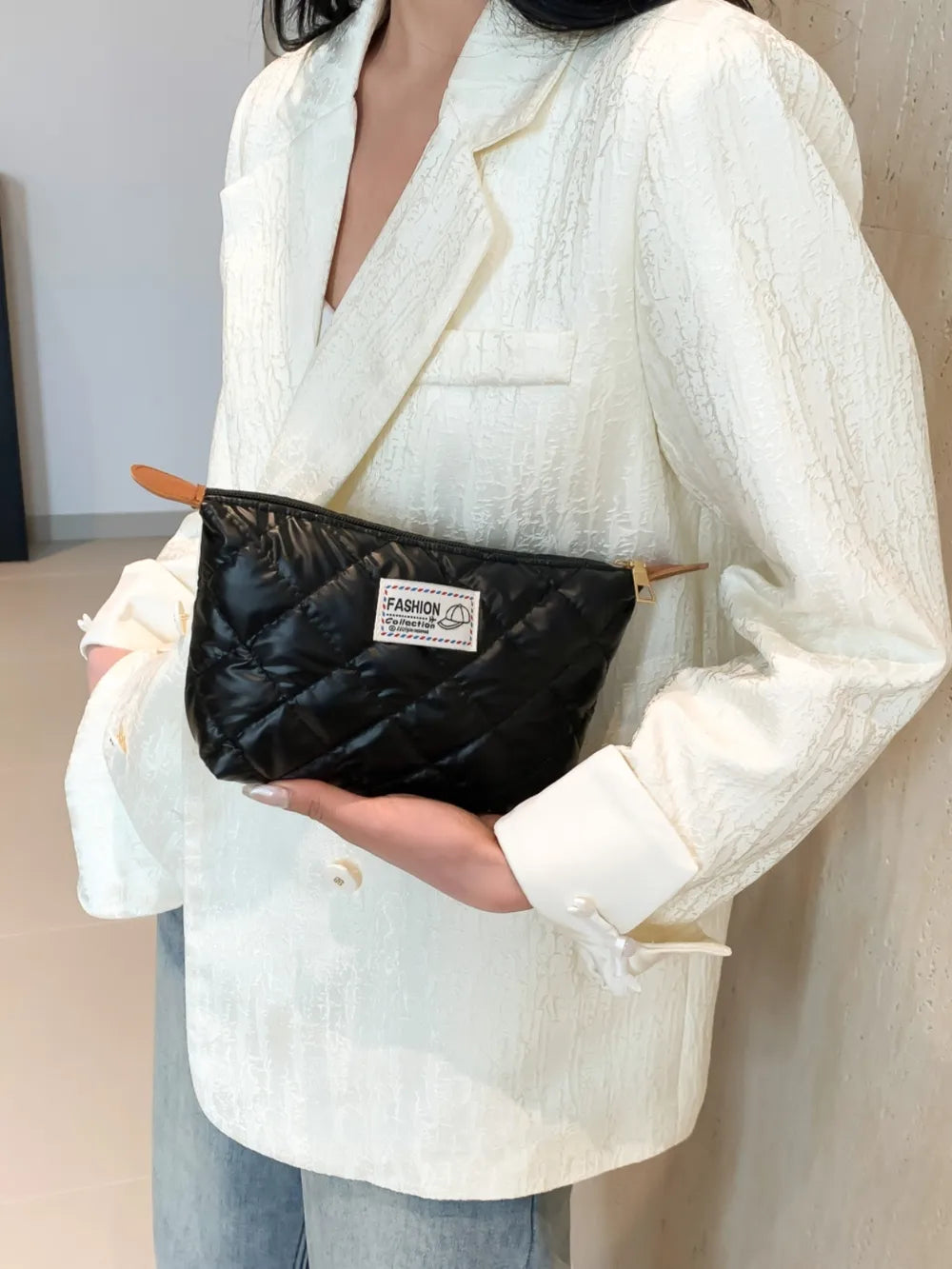 Solid Quilted Clutch with Zipper - LaTezza Online Shop