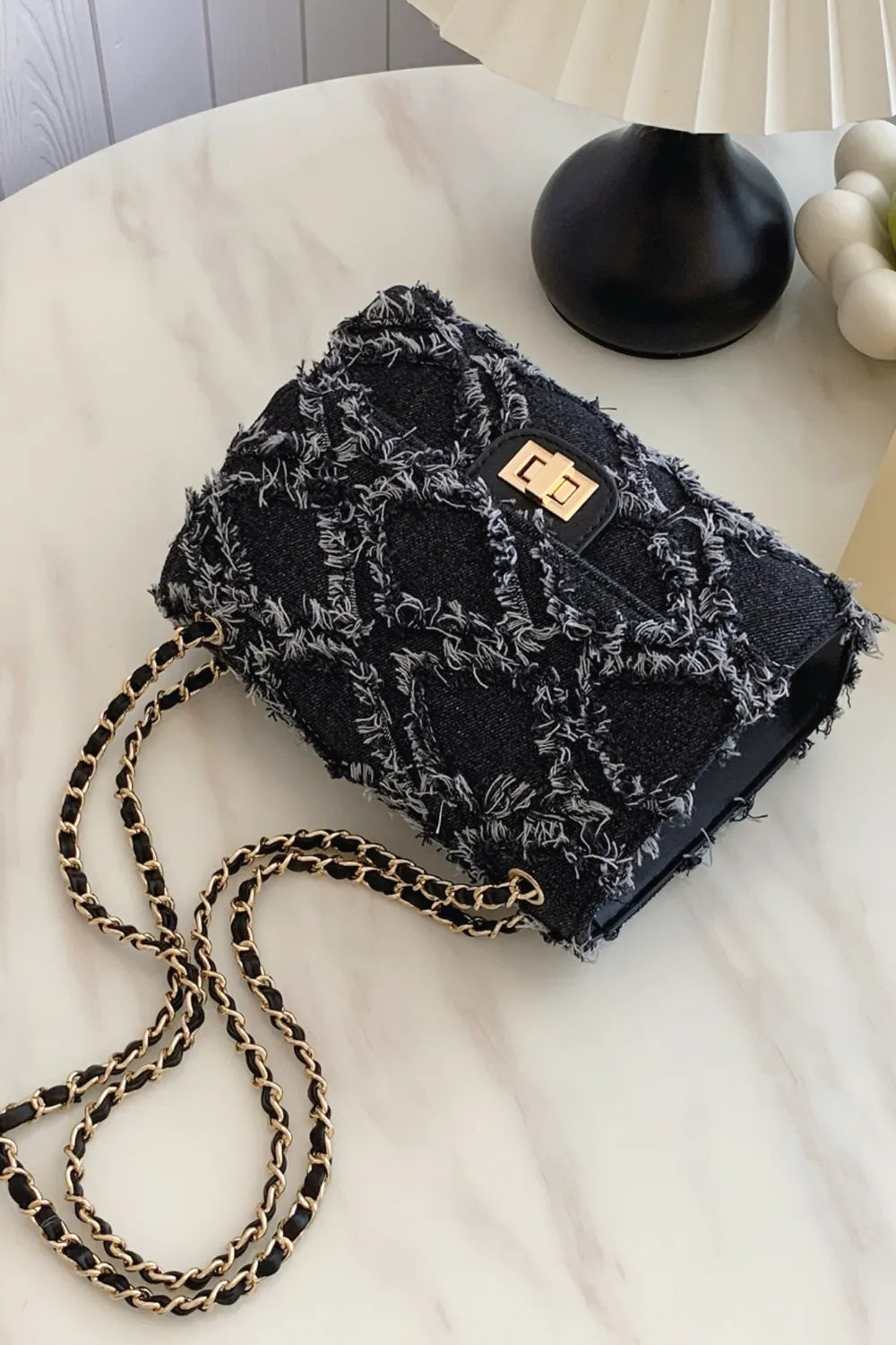Raw Hem Denim Crossbody Bag - LaTezza Online Shop