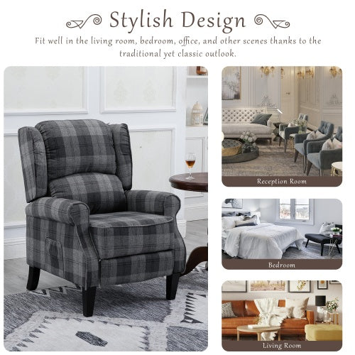 Vintage Armchair Sofa Comfortable Upholstered Leisure Chair Recliner Chair For Living Room Grey Check - LaTezza Online Shop