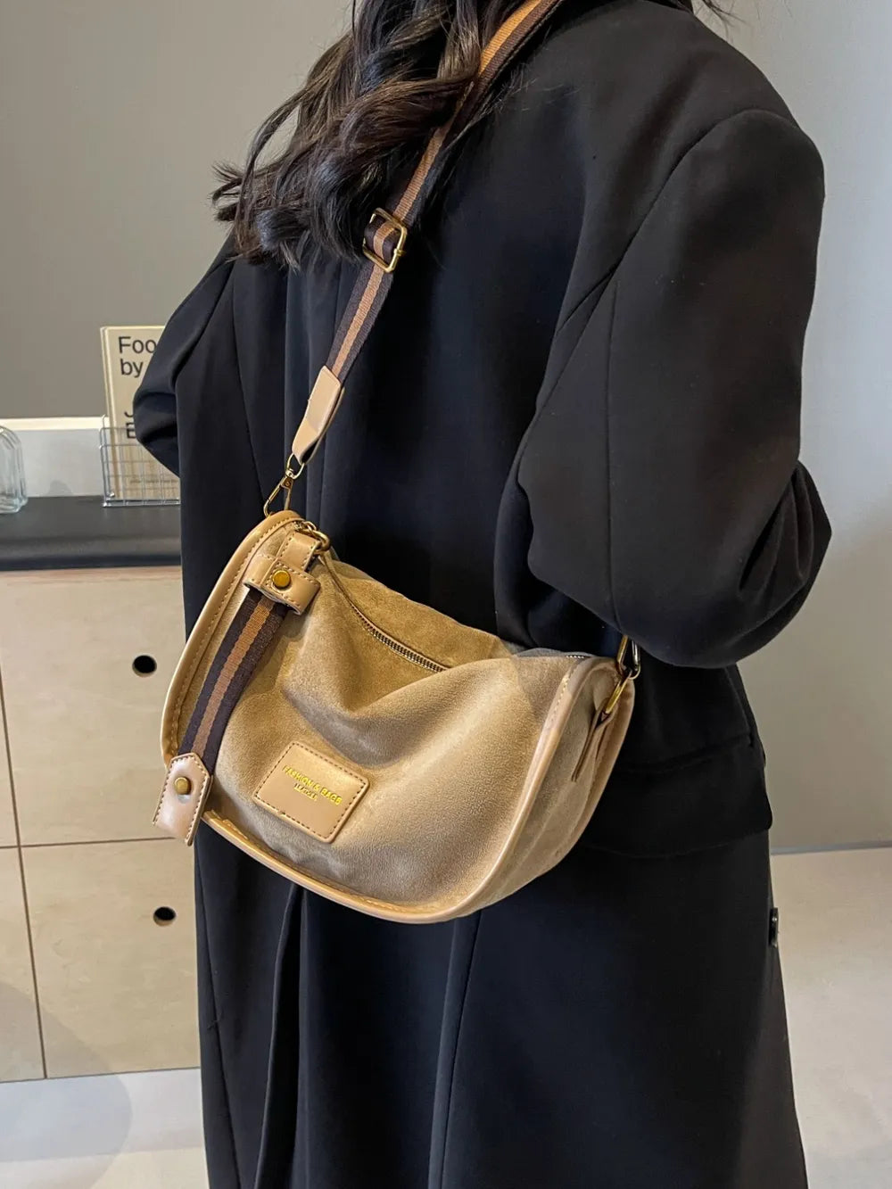 Suede Adjustable Strap Shoulder Bag - LaTezza Online Shop