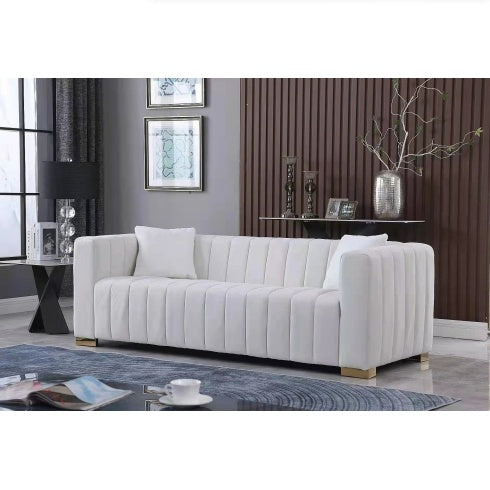 A Modern Channel Sofa Take On A Traditional Chesterfield,Black Color,3 Seater - LaTezza Online Shop