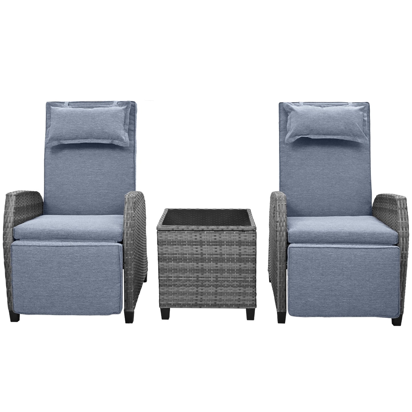 U Style Outdoor Rattan 2-Person Set With Coffee Table for Courtyard - LaTezza Online Shop