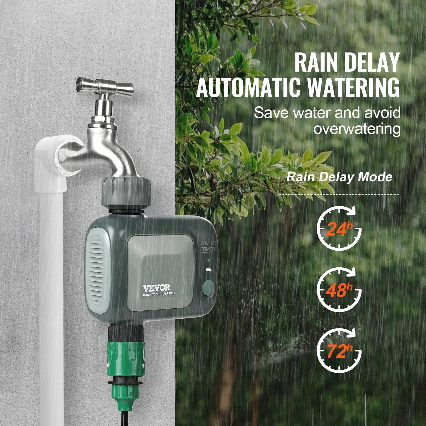 VEVOR WiFi Sprinkler Timer, Single Outlet, Smart Hose Faucet Water Timer With Brass Inlet, APP Control Via 2.4Ghz WiFi Or Bluetooth, Voice Control With Alexa Google Assistant, IPX6 For Yard W - LaTezza Online Shop