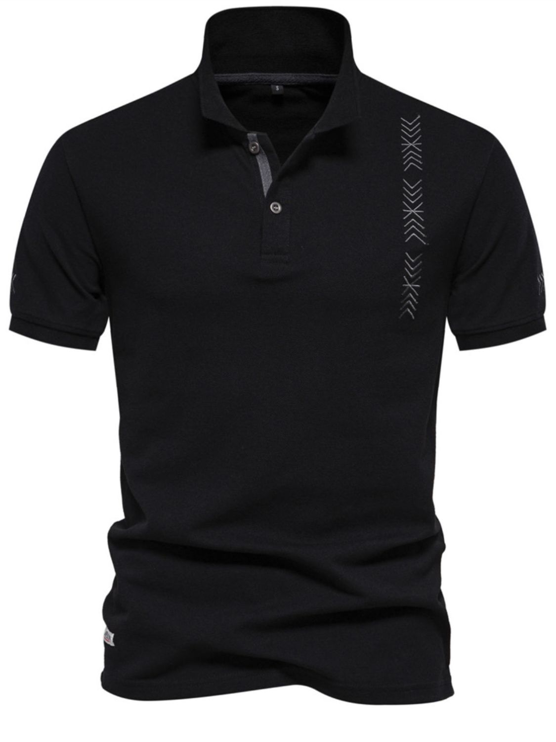 Men's Collared Neck Geometric Embroidered Polo Shirt - LaTezza Online Shop