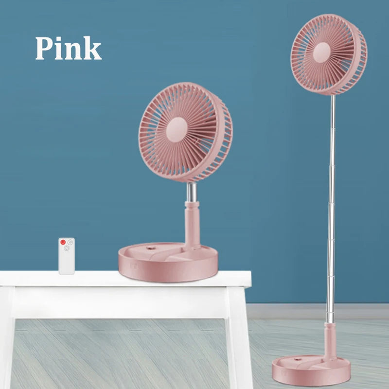 7200mAh USB Rechargeable Fan Portable Foldable Telescopic Silent Fan 4 Speed Adjustable Cooling Fan with Remote Control
