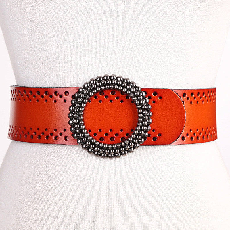 Green Women Belt No Hole Ladies Belts For Dresses Real Leather - LaTezza Online Shop