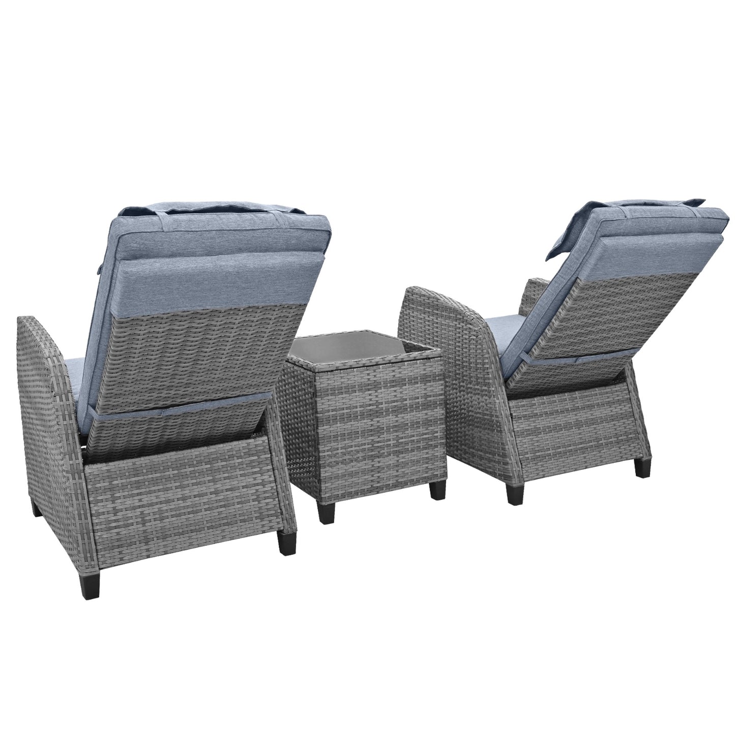 U Style Outdoor Rattan 2-Person Set With Coffee Table for Courtyard - LaTezza Online Shop