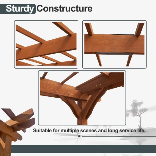 12 X 16 Outdoor Gazebo Wooden Grape Pergola For Climbing Plant Support Garden Backyard Deck Brown - LaTezza Online Shop