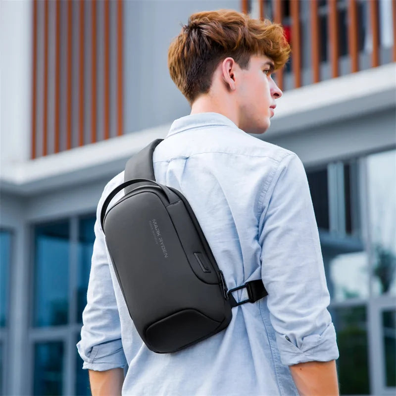 Mark Ryden Anti-theft Male Crossbody Sling Bag USB Charging Water-resistant Messenger Chest Bag