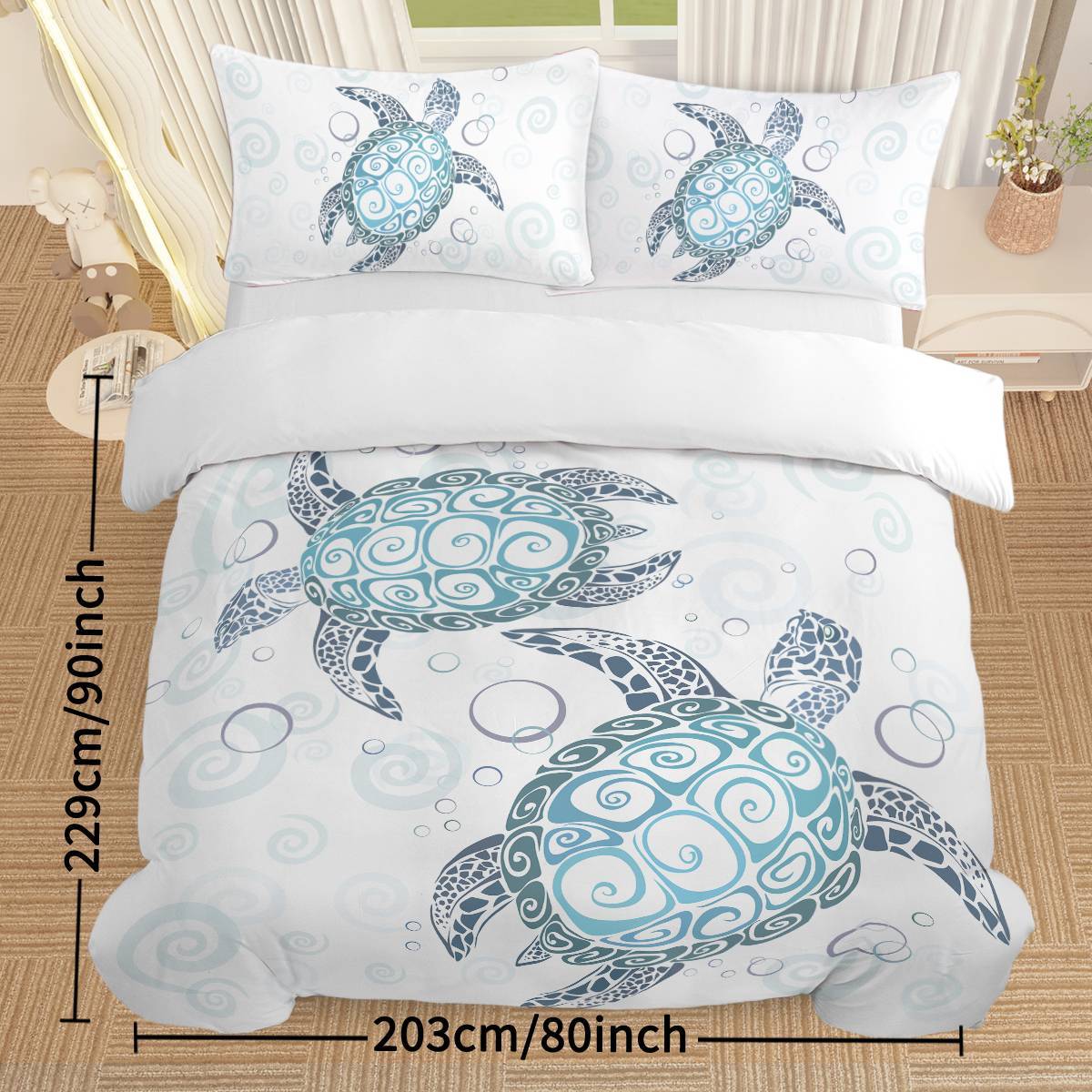 Turtle Bed Sets Ocean 3 Piece Turtle Themed Comforter Cover With 2 Pillowcases - LaTezza Online Shop