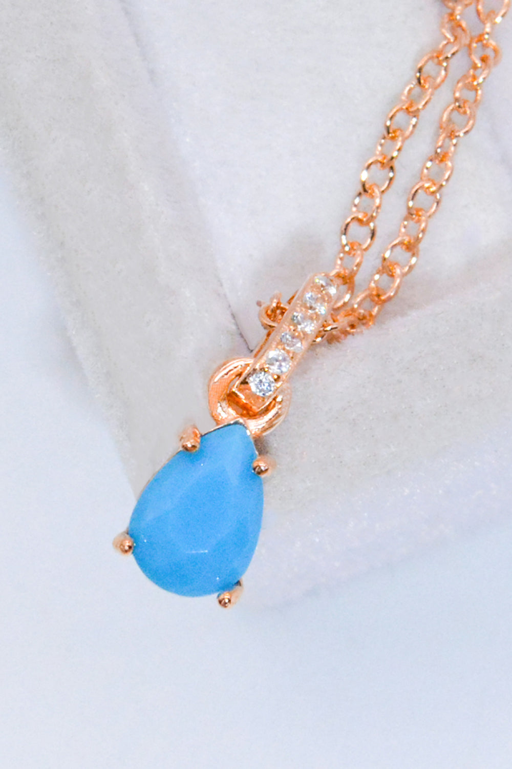 Teardrop Turquoise 4-Prong Pendant Necklace - LaTezza Online Shop
