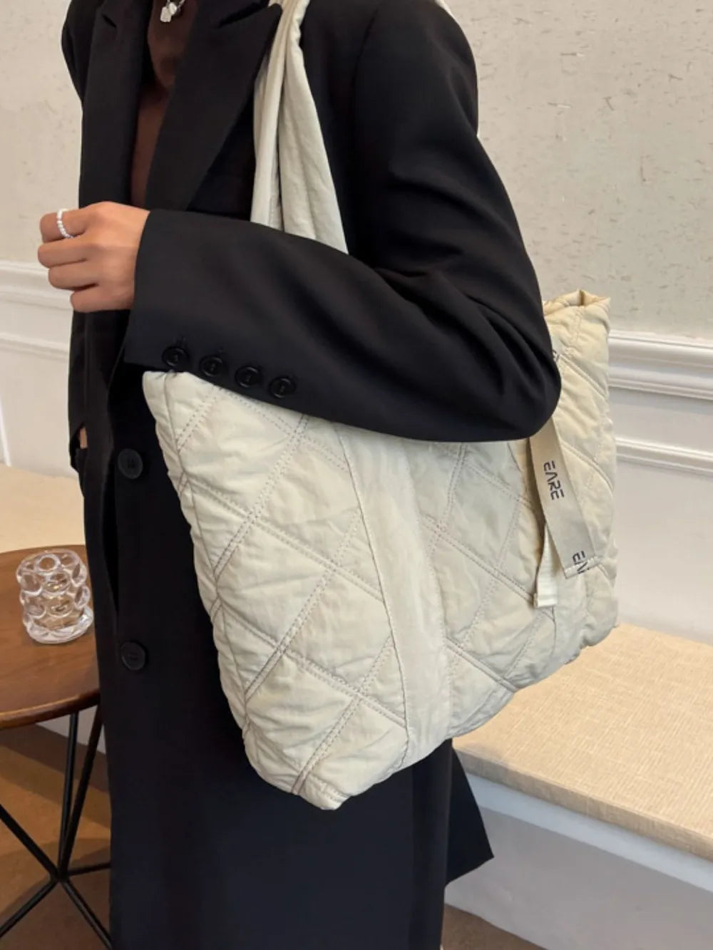 Quilted Nylon Large Tote Bag - LaTezza Online Shop
