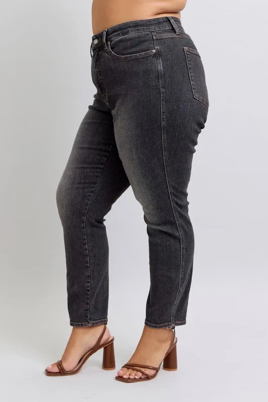 Judy Blue Full Size Mid Rise Tummy Control Slim Jeans Plus Size - LaTezza Online Shop