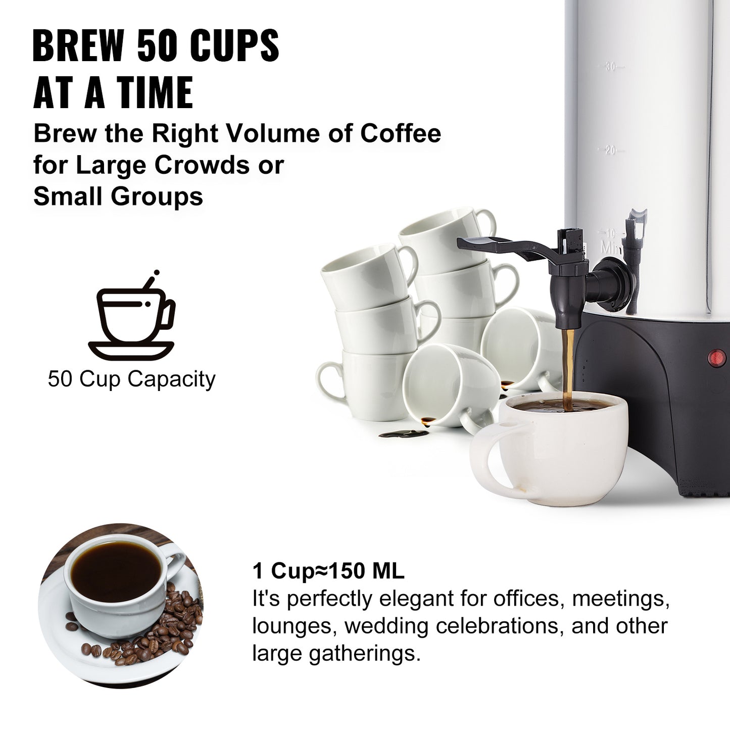 VEVOR Commercial Coffee Urn 50 Cup Stainless Steel Coffee Dispenser Fast Brew - LaTezza Online Shop