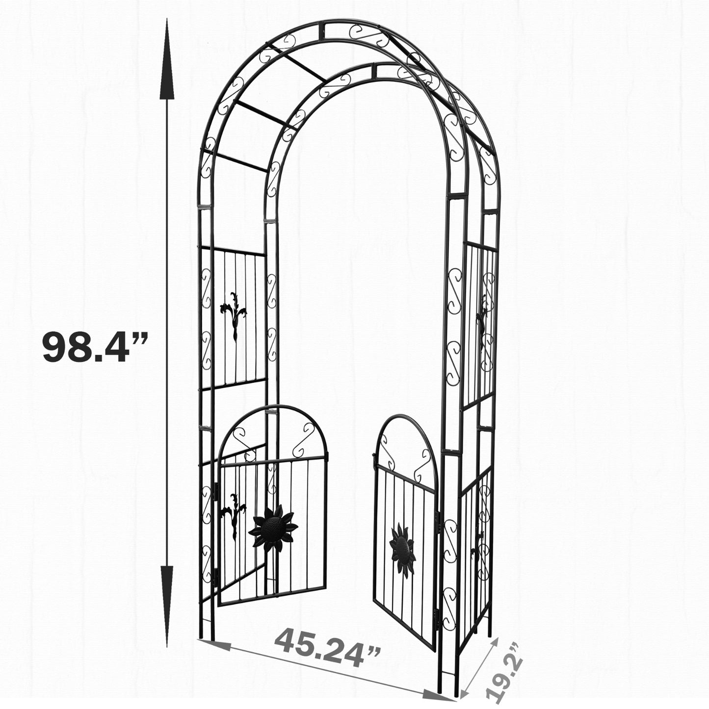 Metal Garden Arch With Doors, Arbor Trellis For Climbing Plants, Outdoor Wedding - LaTezza Online Shop