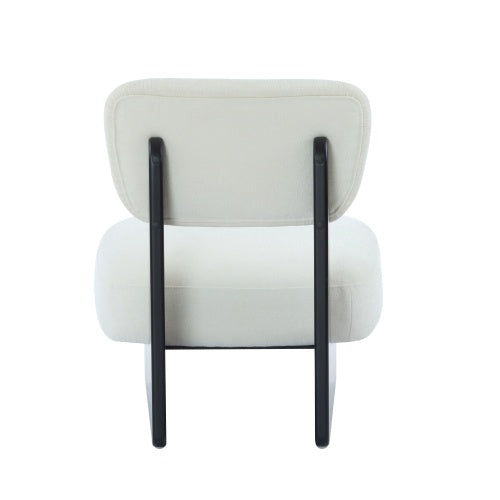 Set Of 2 Modern Beige Lounge Chair With Polyester Upholstery Sturdy Black Wood Base - LaTezza Online Shop