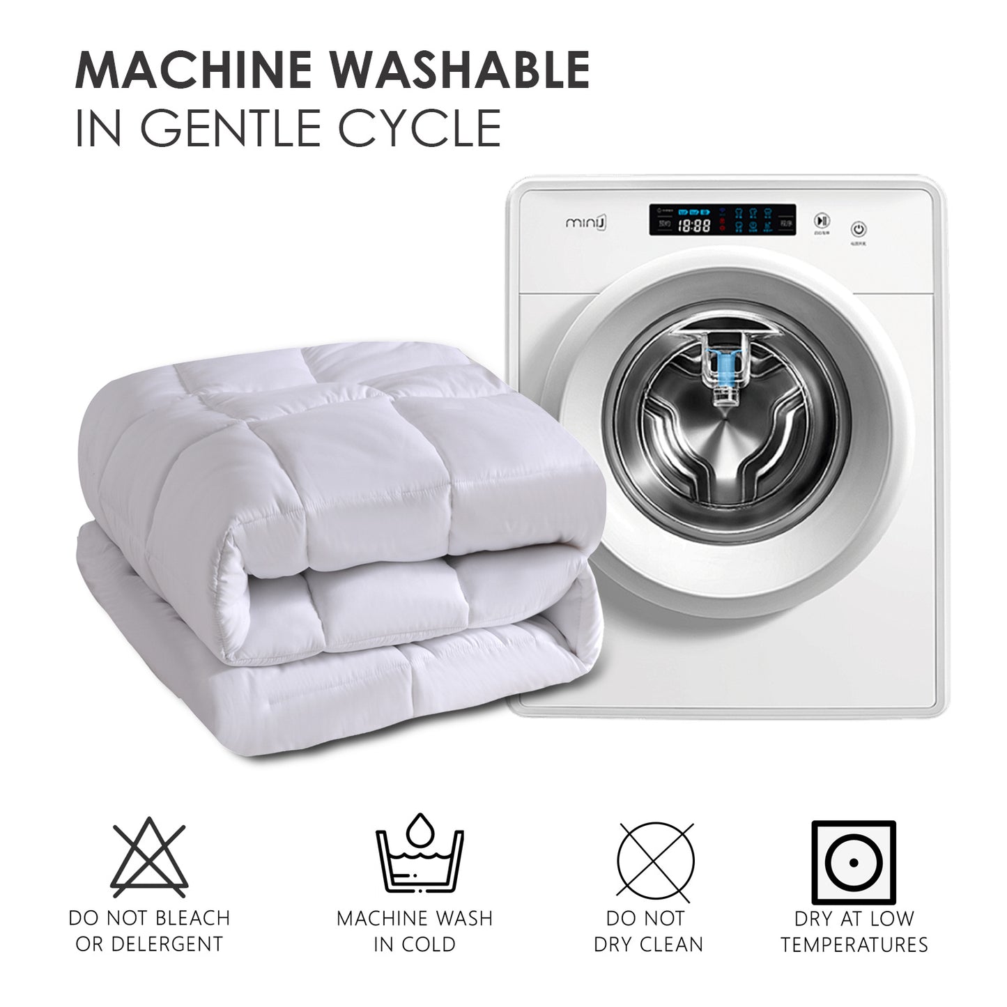 All-polyester Brushed Single Quilt Core Lattice Quilting With Microfiber Filling, Suitable For All Seasons, Down Quilt Alternative, Breathable And Warm, White Plaid, OKO-100 Certified, CPC - LaTezza Online Shop