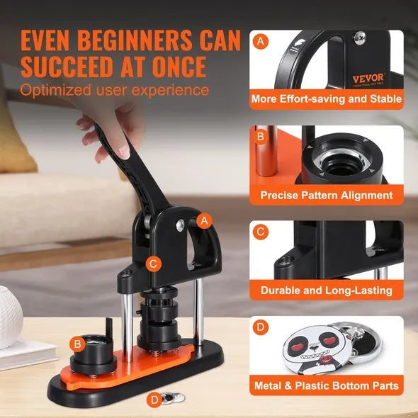Button Maker Machine, 0.98 Inch 25mm Pin Maker With 500pcs Button Parts - LaTezza Online Shop